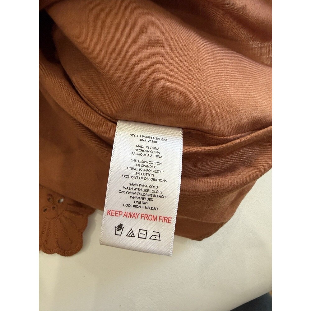 Jason Wu Skirt Set Eyelet Embroidery Midi Skirt Corset Crop Top Rust Sz Large - Picture 8 of 10